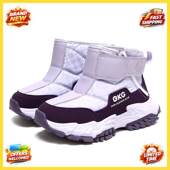Other - Kids Waterproof Snow Boots Insulated Anti-Slip Zipper Hook Loop Winter Shoes